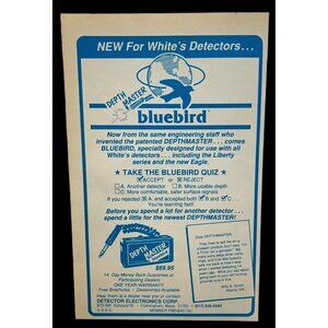 Bluebird Depth Master Print Ad Vintage 80s Metal Detecting Framinghan MA